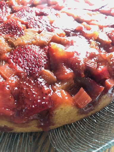 strawberry rhubarb upside down cake