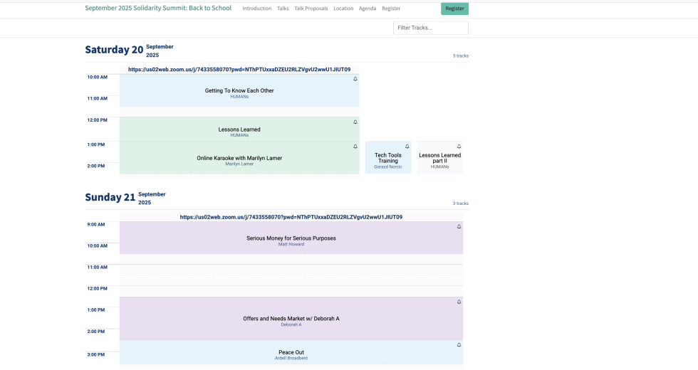 September Summit Schedule 9/20 10am - 9/21 3:30pm CDT