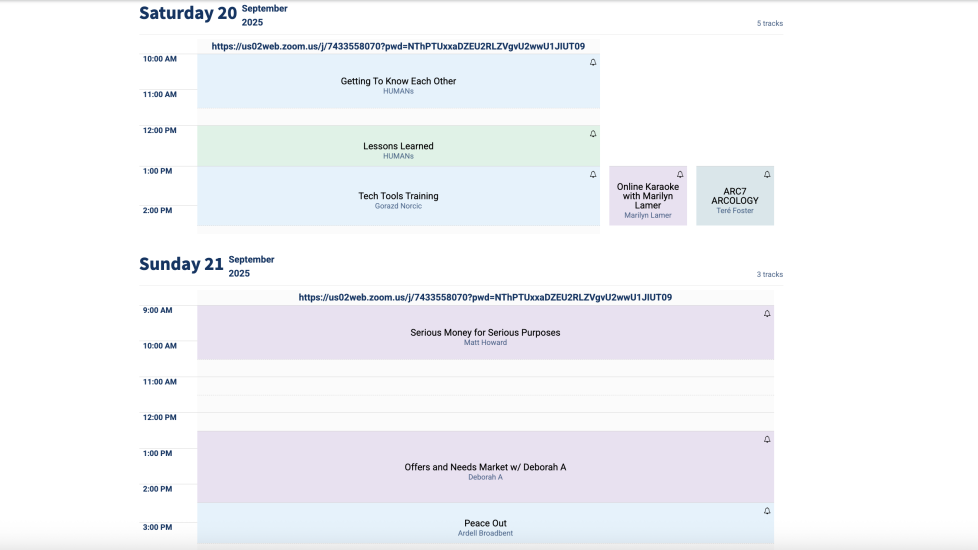 September Summit Schedule 9/20 10am - 9/21 3:30pm CDT