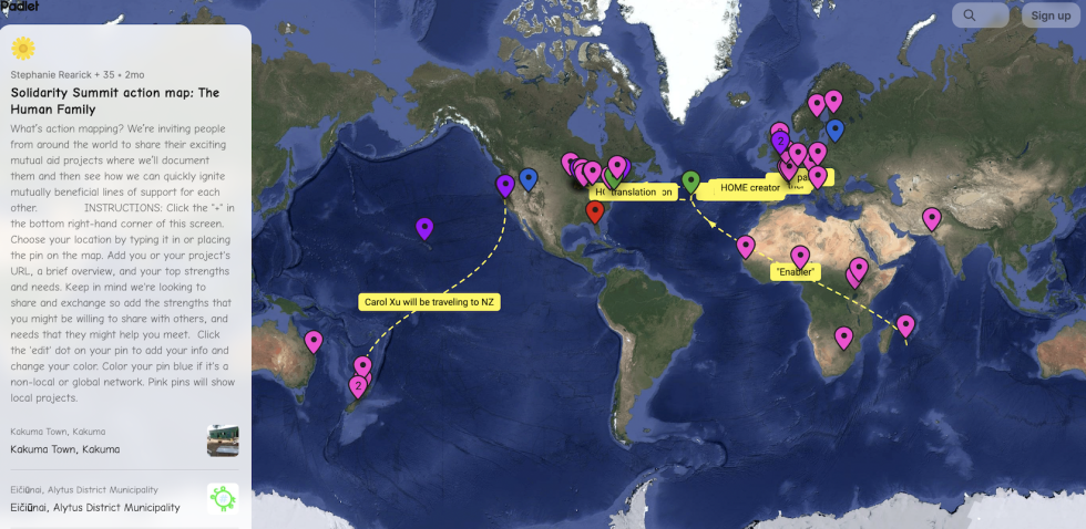 map showing summit participants all over the world