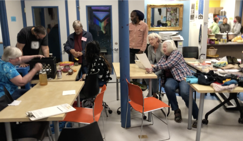 people exchanging stuff