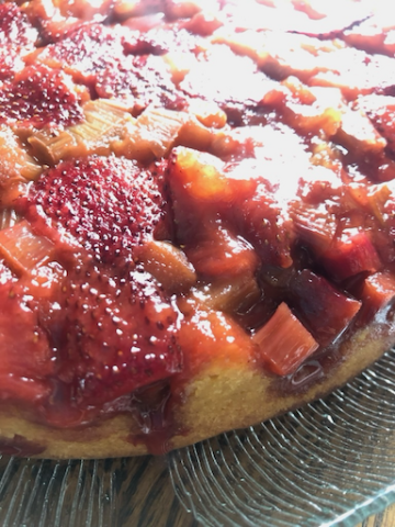 strawberry rhubarb upside down cake